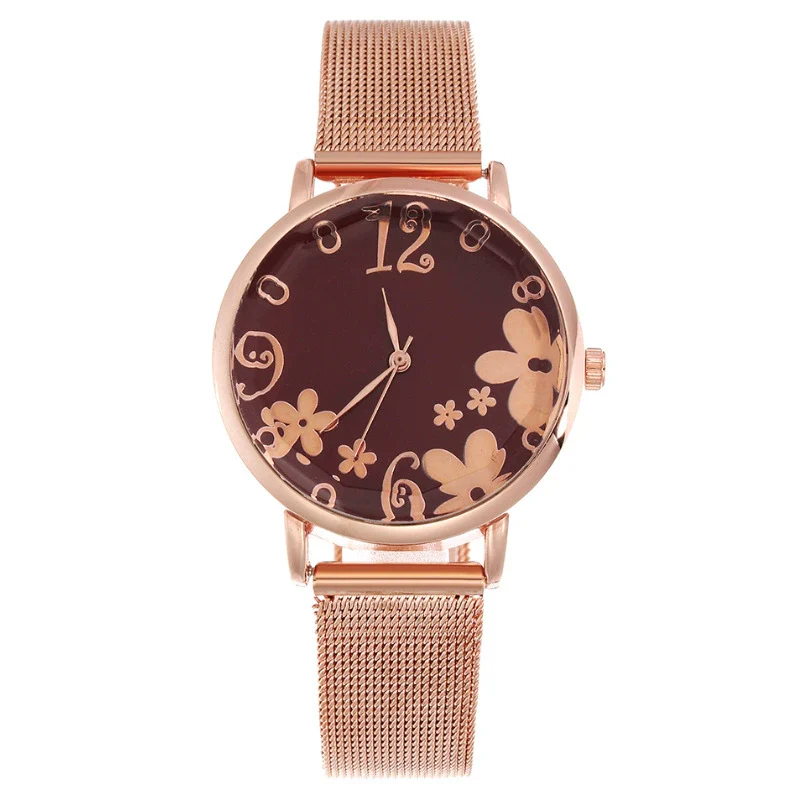 Women's Fashion Flower Quartz Watch With Alloy Case Metal Strap And Stainless Steel Clasp Round Dial - Image 7