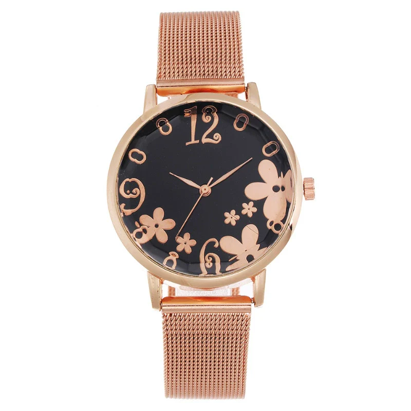 Women's Fashion Flower Quartz Watch With Alloy Case Metal Strap And Stainless Steel Clasp Round Dial - Image 8