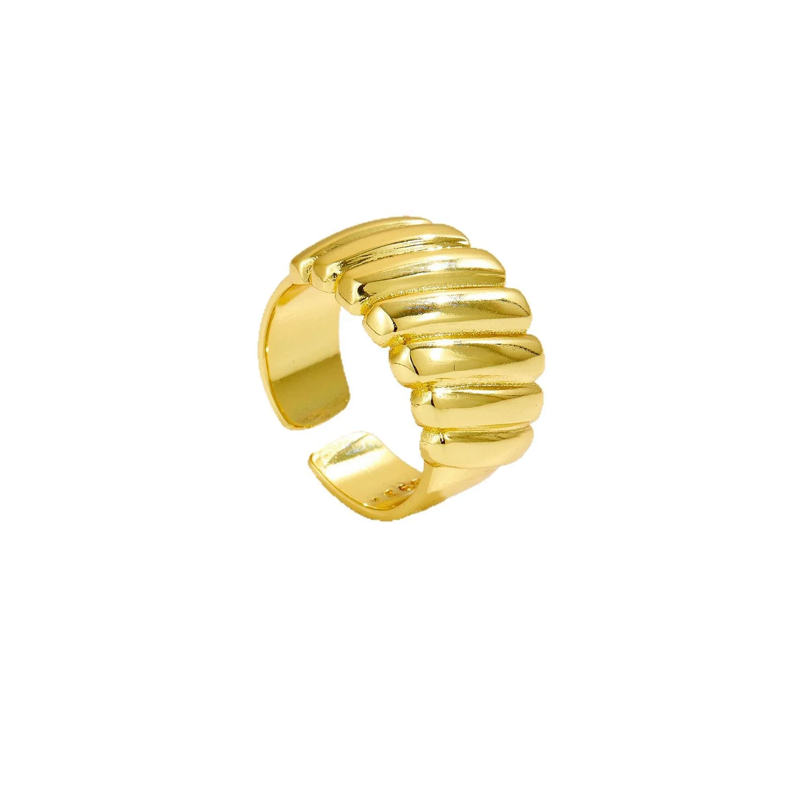 Women's Fashion Geometric Copper Irregular Bread Shape Opening Adjustable Ring With Electroplating - Image 5