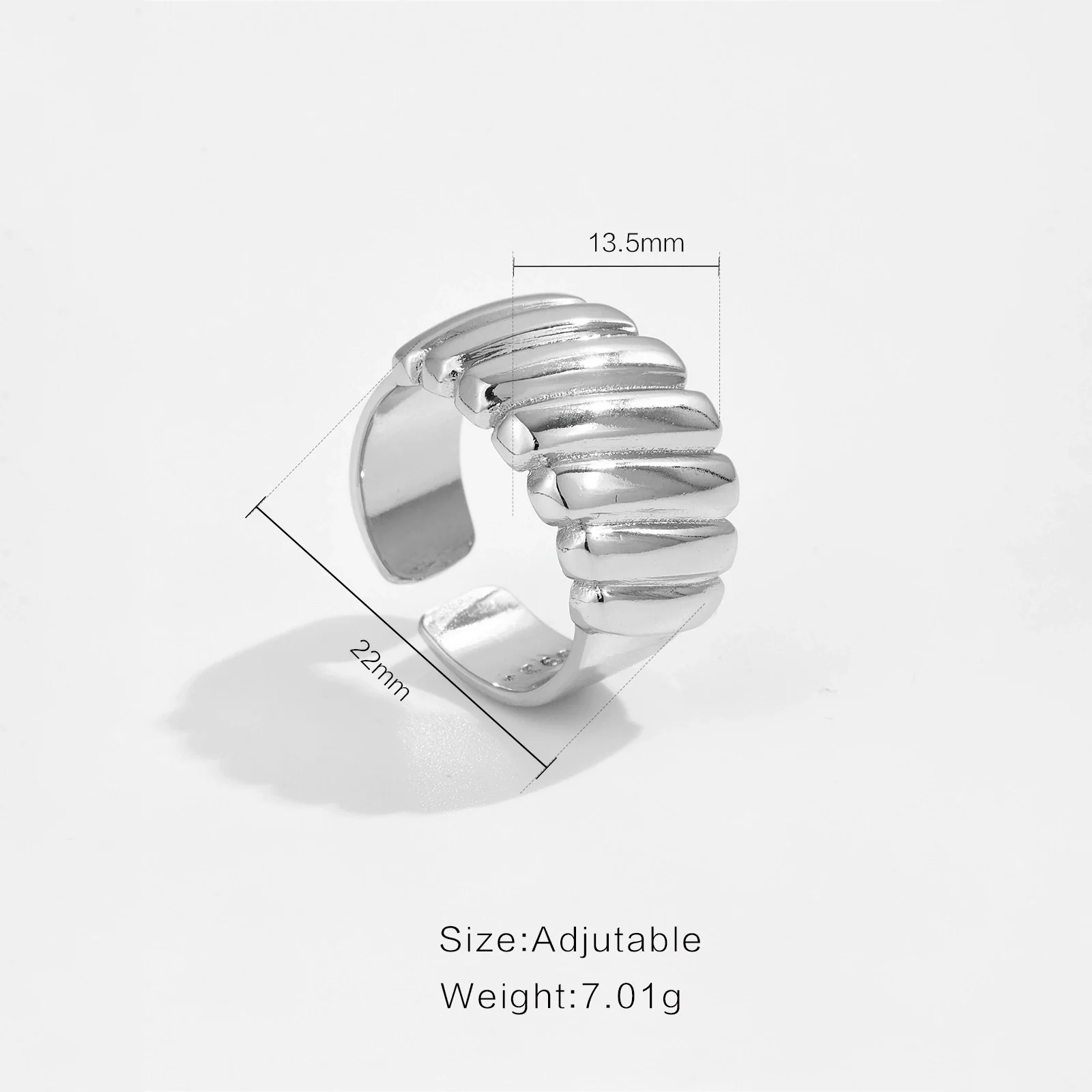 Women's Fashion Geometric Copper Irregular Bread Shape Opening Adjustable Ring With Electroplating - Image 6