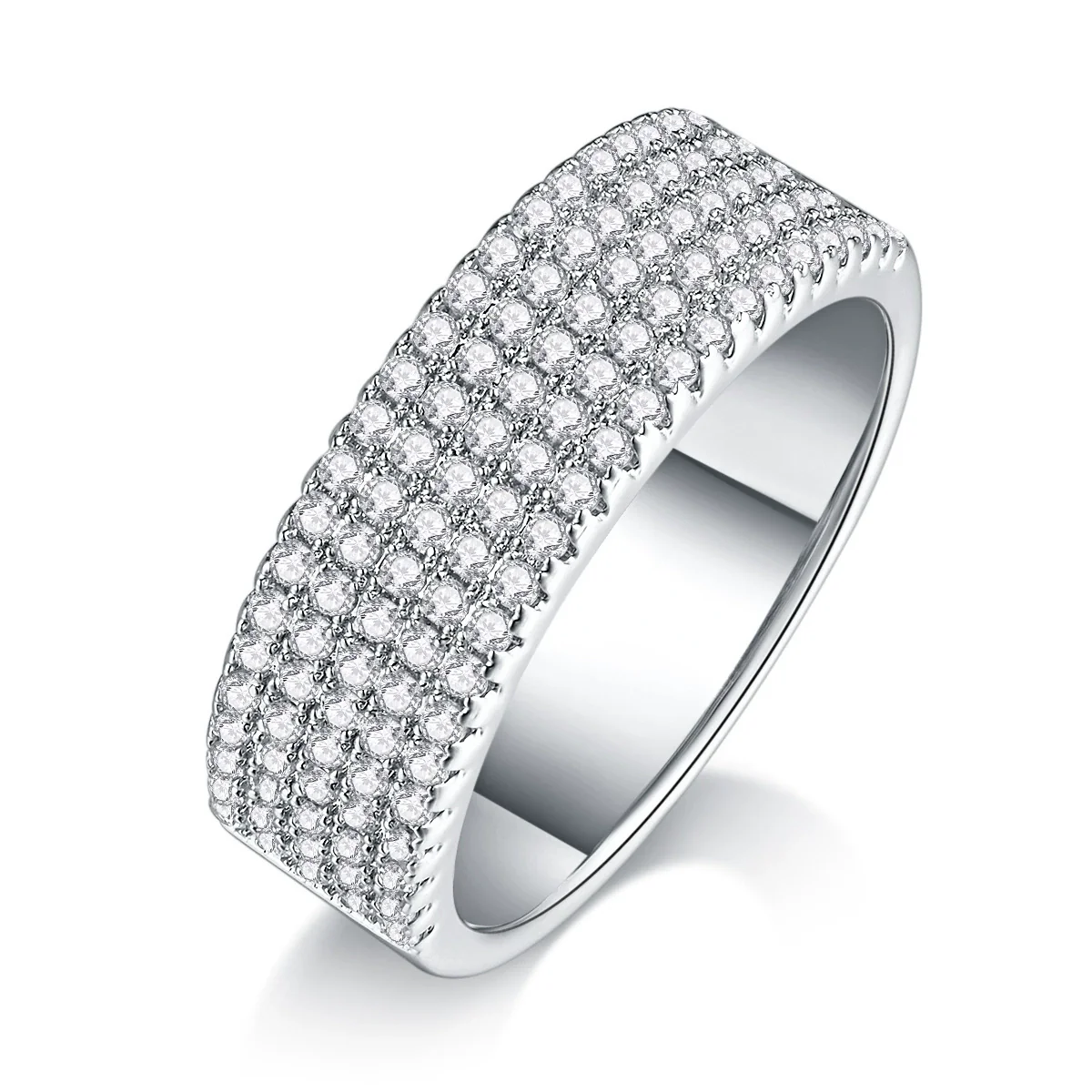 Women's Fashion Geometric Moissanite Inlaid 925 Silver Ring - Image 3
