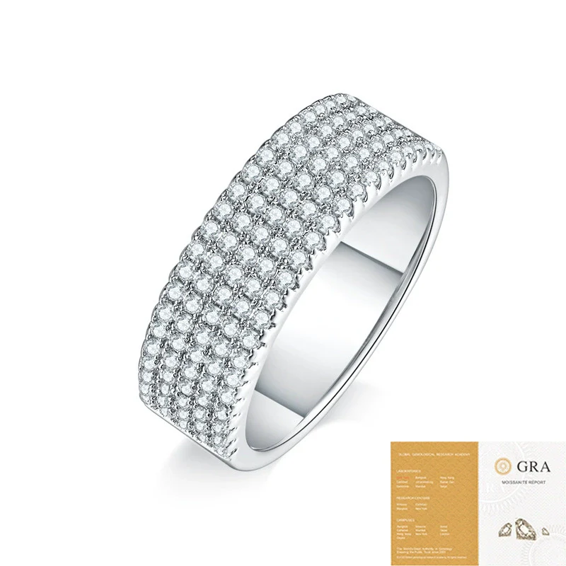 Women's Fashion Geometric Moissanite Inlaid 925 Silver Ring - Image 5