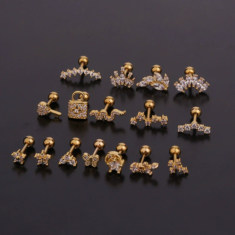 Women's Fashion Geometric Zircon Inlaid Metal Ear Jewelry - Image 3