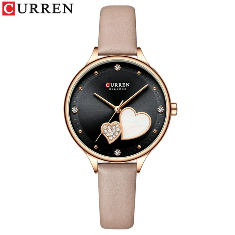 Women's Fashion Heartshaped Rhinestone Metal Case Imitation Leather Strap Waterproof Quartz Belt Watch - Image 10