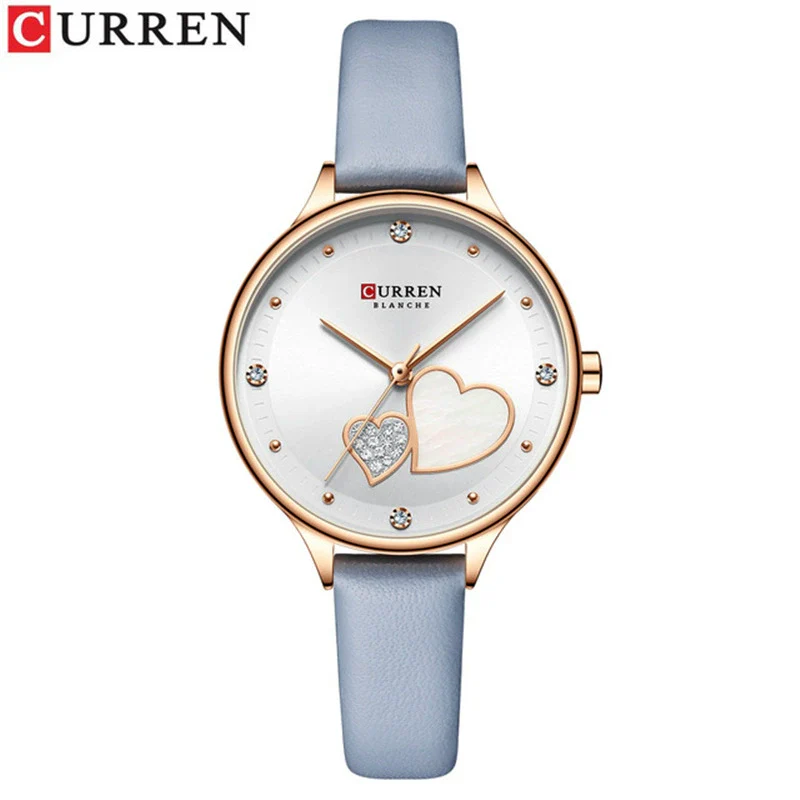 Women's Fashion Heartshaped Rhinestone Metal Case Imitation Leather Strap Waterproof Quartz Belt Watch - Image 7