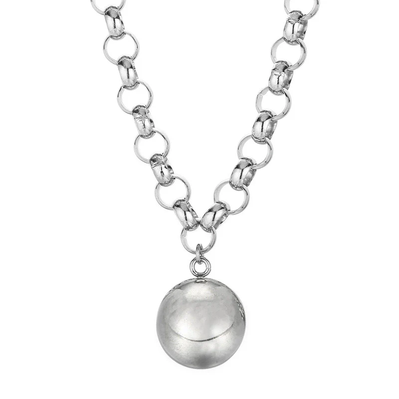 Women's Fashion Jewelry Twopiece Set With Titanium Steel And Pearl Chain And Large Ball Design - Image 20
