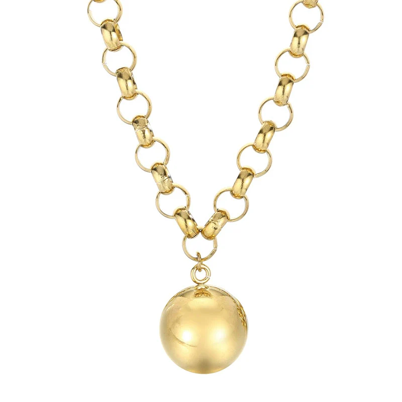 Women's Fashion Jewelry Twopiece Set With Titanium Steel And Pearl Chain And Large Ball Design - Image 21