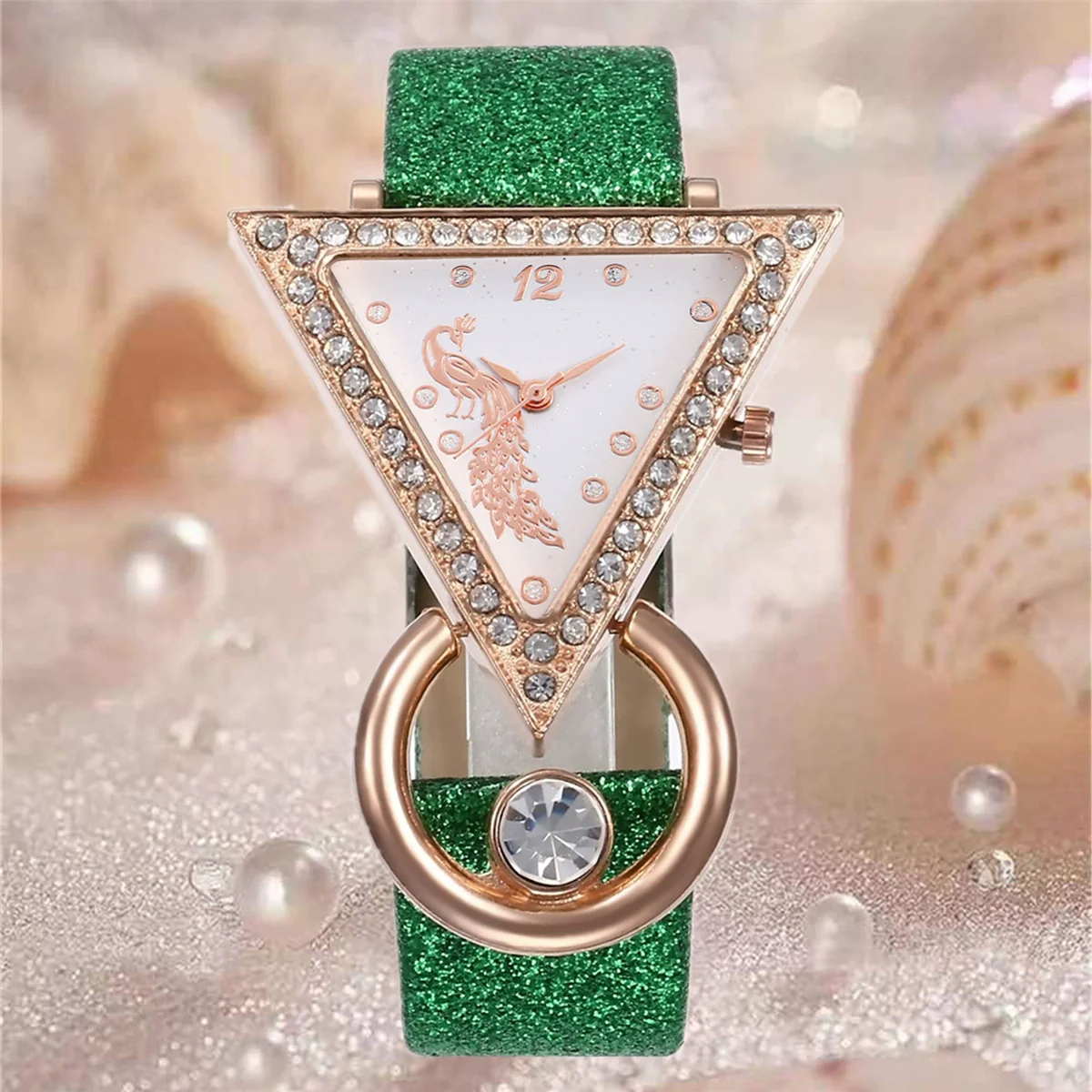 Women's Fashion Leather Watch With Inverted Triangle Diamond Set And Alloy Case - Image 18