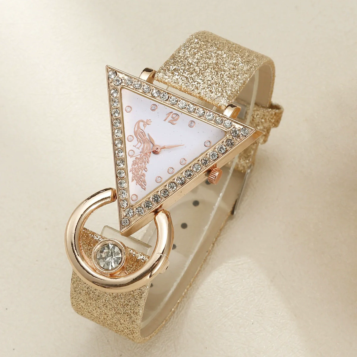 Women's Fashion Leather Watch With Inverted Triangle Diamond Set And Alloy Case - Image 19