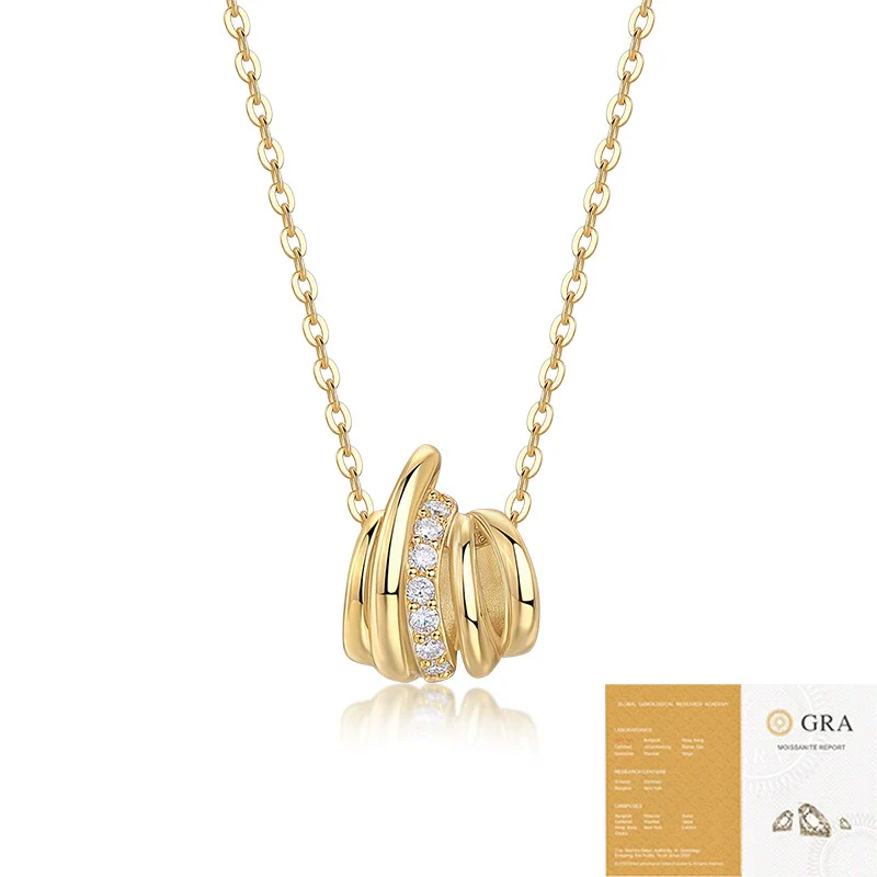 Women's Fashion Light Luxury S925 Silver Snake Bone Chain Moissanite Geometric Clavicle Necklace Set With Diamonds - Image 3