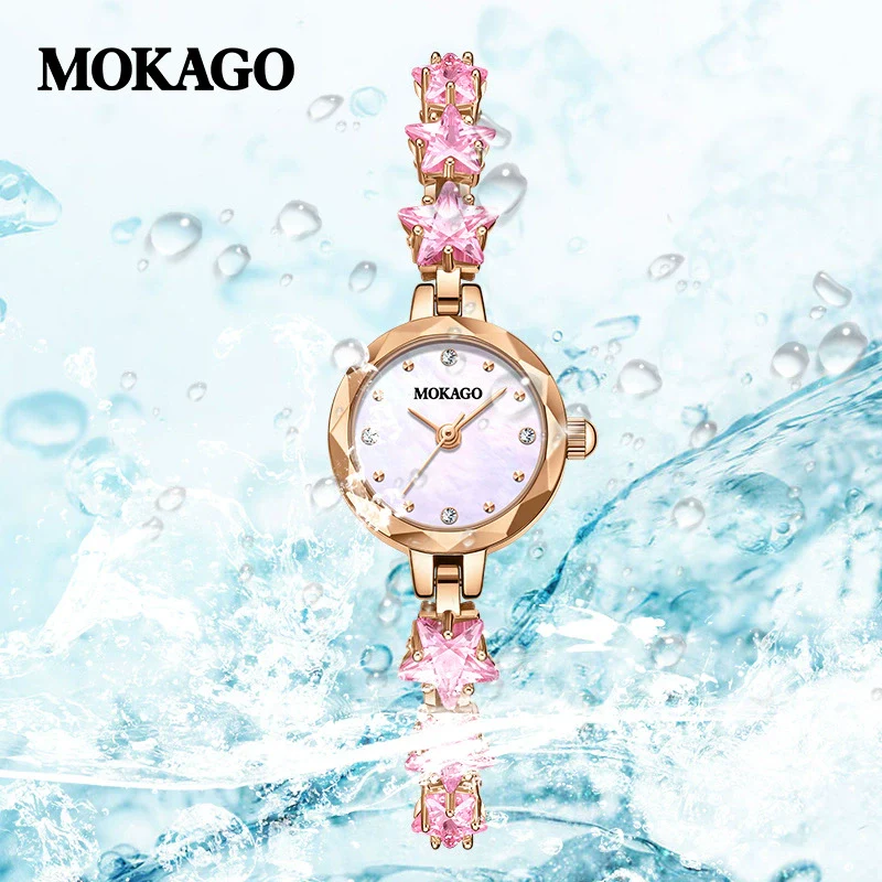 Women's Fashion Light Luxury Watch With Copper Band Set With Crystal Zirconium Zinc Alloy Case Round Motherofpearl Dial And Spiral Crown