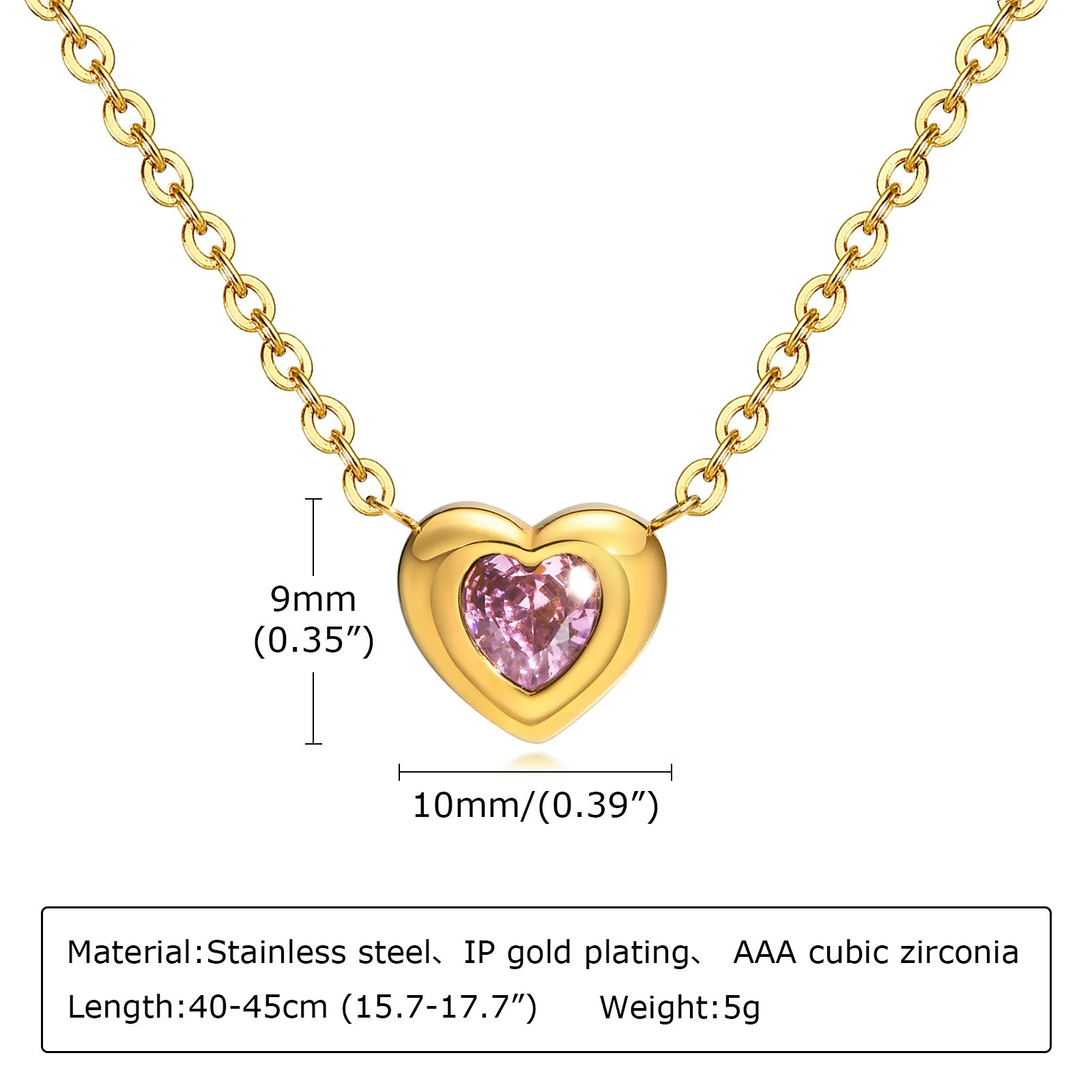 Women's Fashion Love Stainless Steel Heart Shaped Zircon Necklace With Electroplating - Image 6