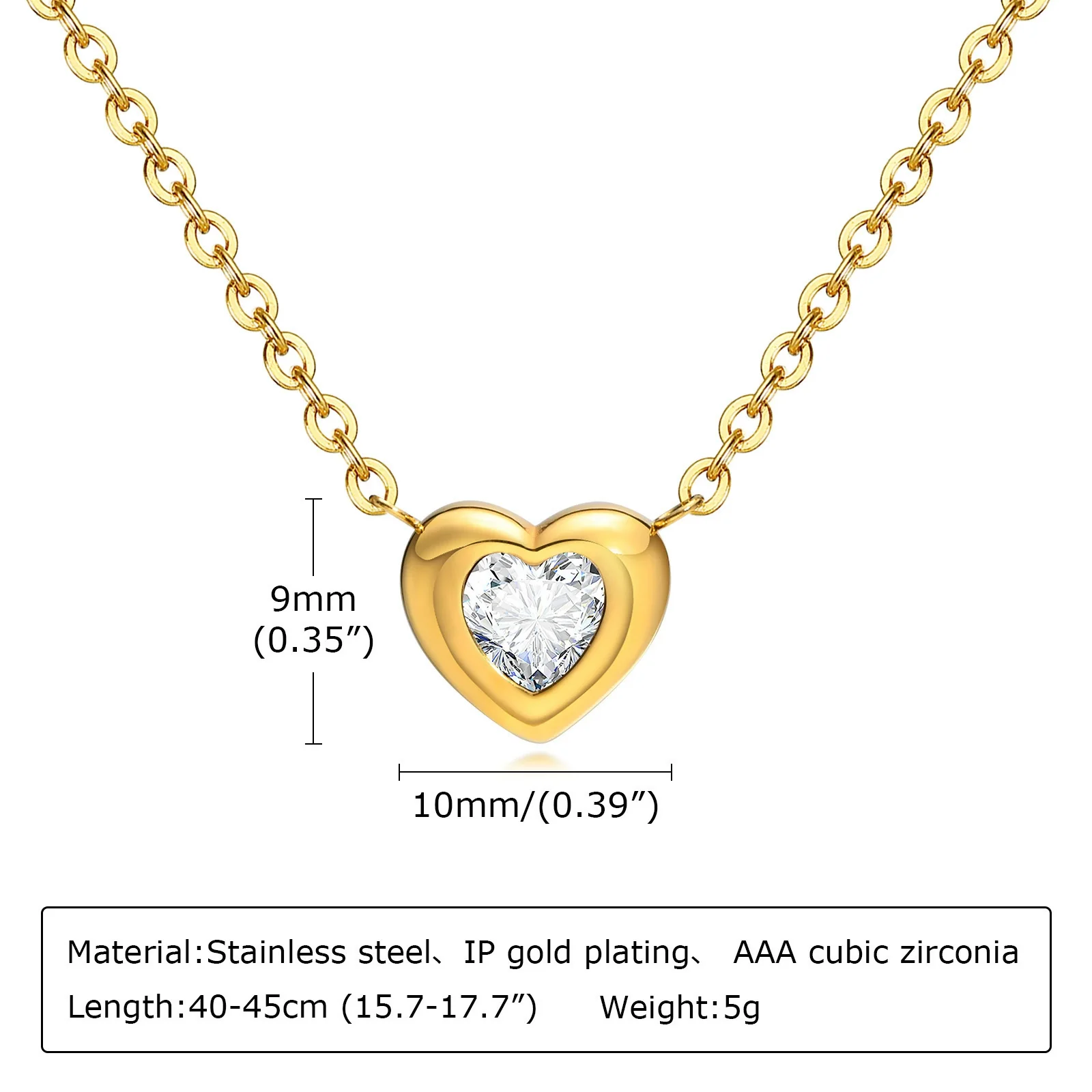 Women's Fashion Love Stainless Steel Heart Shaped Zircon Necklace With Electroplating - Image 7