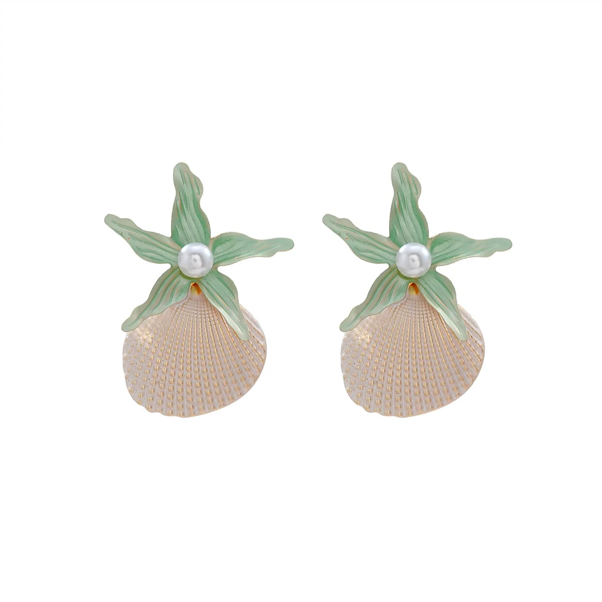Women's Fashion Marine Style Zinc Alloy Geometric Starfish Shell Imitation Pearl Earrings - Image 7