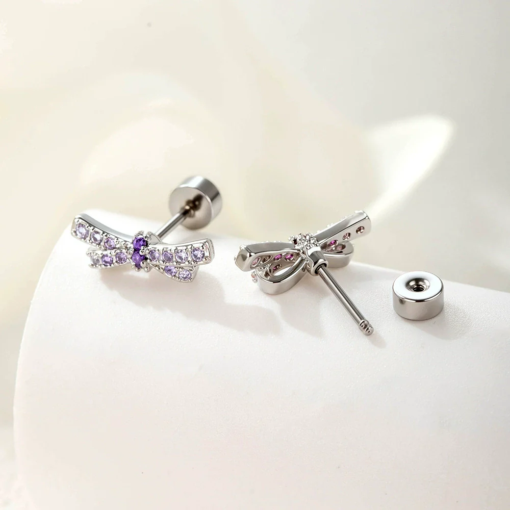 Women's Fashion Metal Bow Ear Nail With Zirconia Processing - Image 3