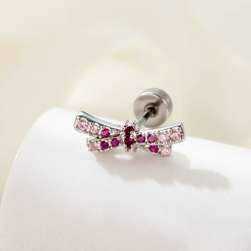 Women's Fashion Metal Bow Ear Nail With Zirconia Processing - Image 6