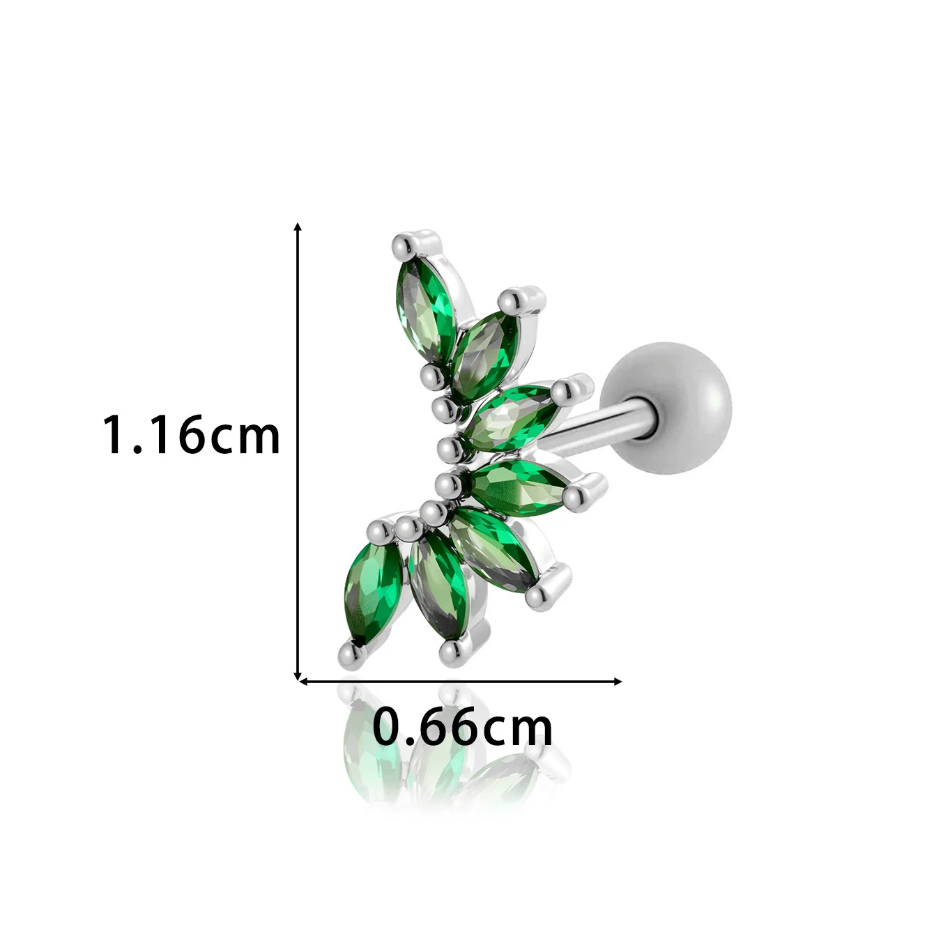 Women's Fashion Ol Colorful Marquiseshaped Flowerpatterned Zircon Inlaid Stainless Steel Electroplated Cartilage Piercing Earrings - Image 13