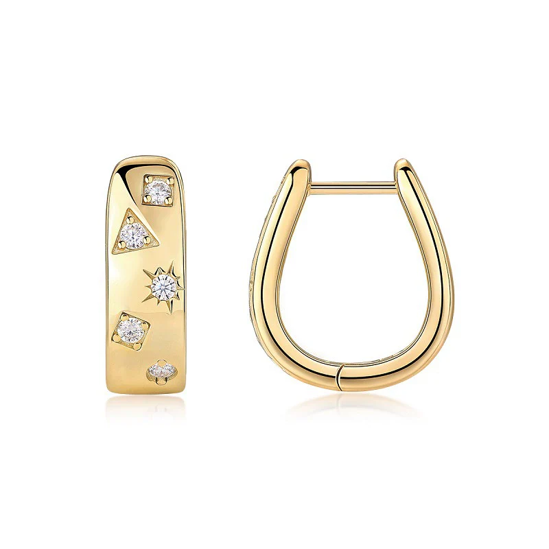 Women's Fashion Ol Geometric Moissanite Inlaid 925 Silver Earrings