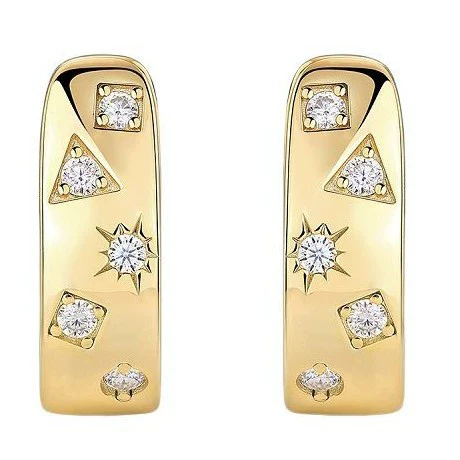 Women's Fashion Ol Geometric Moissanite Inlaid 925 Silver Earrings - Image 3