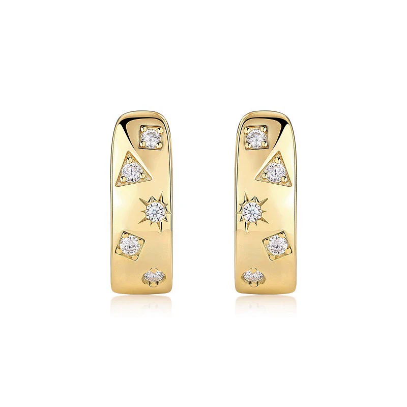 Women's Fashion Ol Geometric Moissanite Inlaid 925 Silver Earrings - Image 4