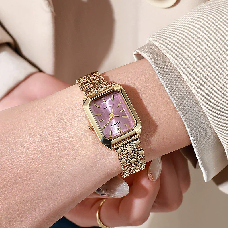Women's Fashion Quartz Watch Alloy Case Steel Band Rectangular Dial - Image 10