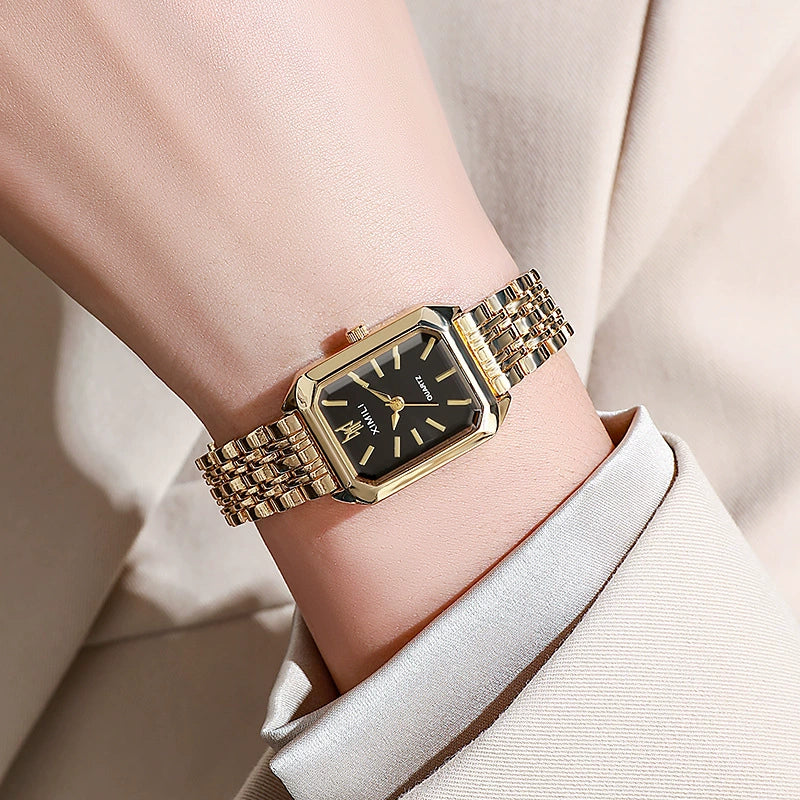 Women's Fashion Quartz Watch Alloy Case Steel Band Rectangular Dial - Image 12