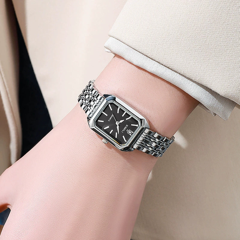 Women's Fashion Quartz Watch Alloy Case Steel Band Rectangular Dial - Image 3