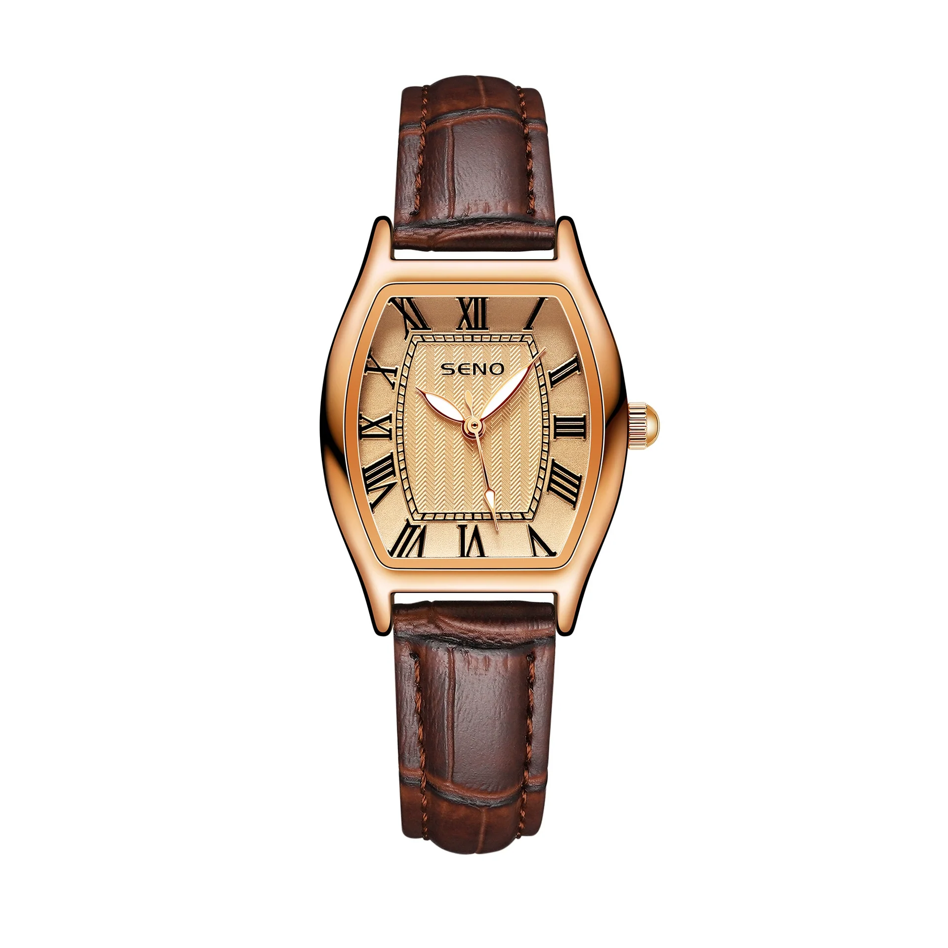 Women's Fashion Quartz Watch With Small Square And Barrel Shaped Dial Metal Case Imitation Leather Strap Mineral Strengthened Glass Mirror Stainless Steel Clasp - Image 7