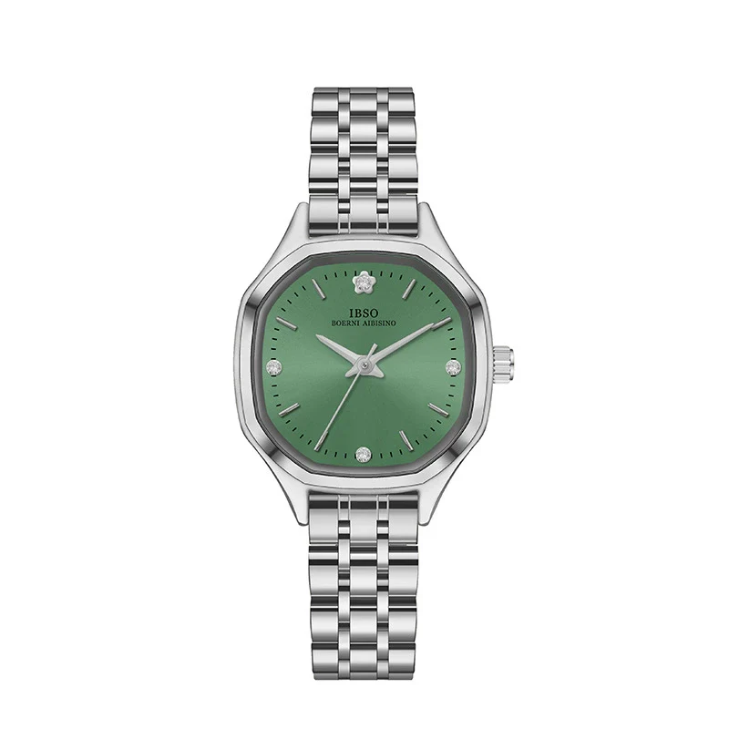 Women's Fashion Quartz Wrist Watch With Rhinestone Polygon And Square Dial Metal Case Stainless Steel Belt Waterproof