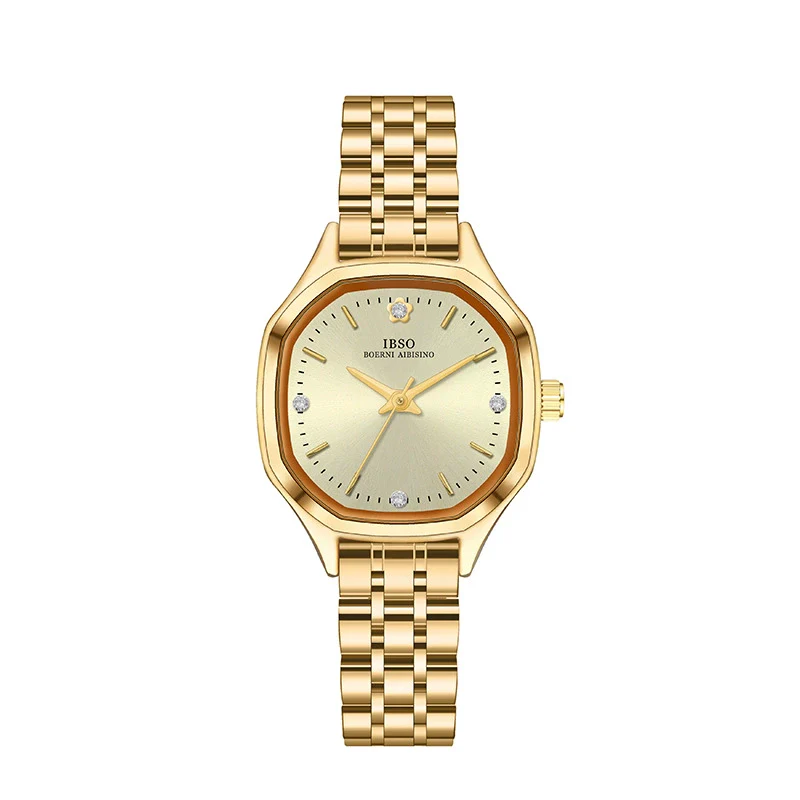 Women's Fashion Quartz Wrist Watch With Rhinestone Polygon And Square Dial Metal Case Stainless Steel Belt Waterproof - Image 3