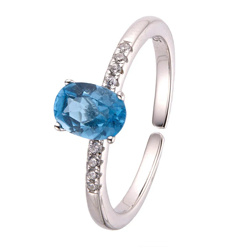 Women's Fashion Simple Geometric S925 Sterling Silver Ring Set With Natural Topaz Garnet Citrine - Image 5