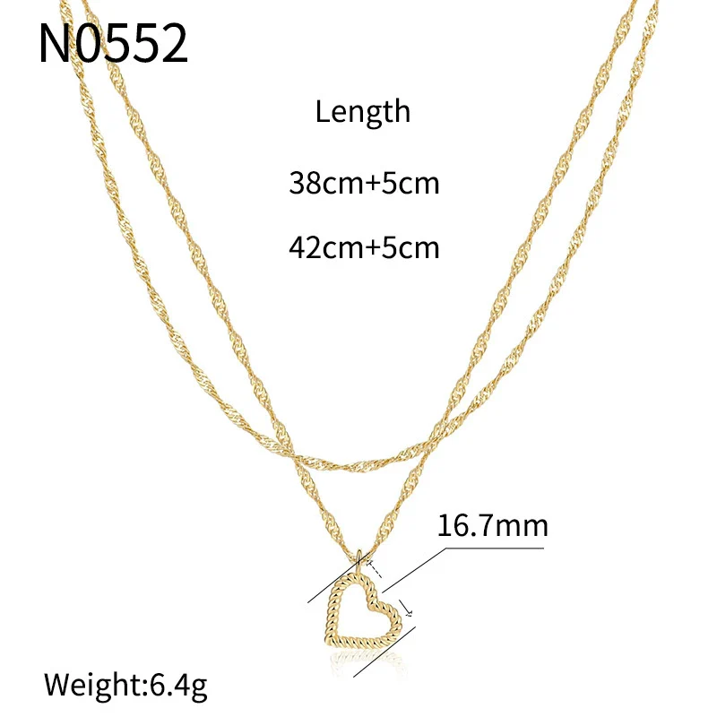 Women's Fashion Simple Light Luxury Temperament Love Double Layer Clavicle Necklace Copper Material Heart Pattern Electroplating Treatment - Image 6