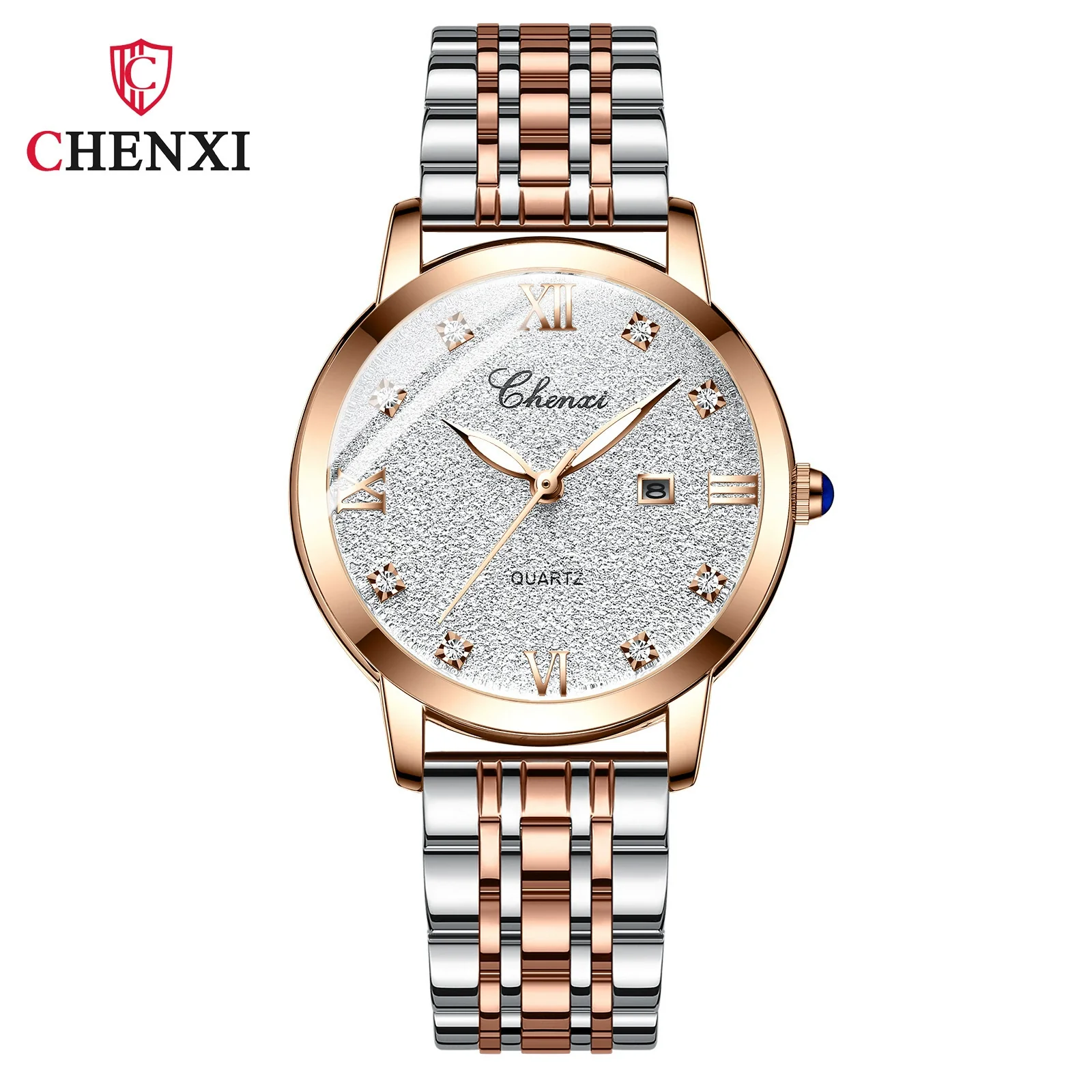 Women's Fashion Square Alloy Case Stainless Steel Band Waterproof Diamond Inlaid Watch - Image 3