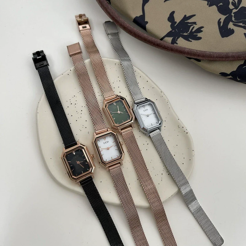 Women's Fashion Square Dial Watch Alloy Case Steel Wire Belt Simple Elegant Leisure Style - Image 5