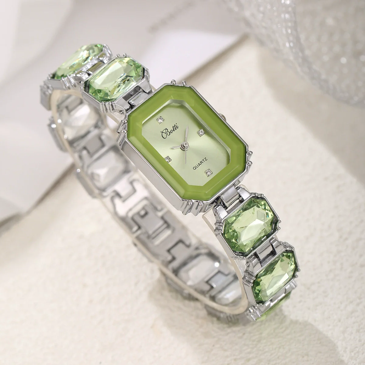 Women's Fashion Square Quartz Watch With Rhinestones Alloy Bracelet Stainless Steel Case And Buckle Pu Strap - Image 20