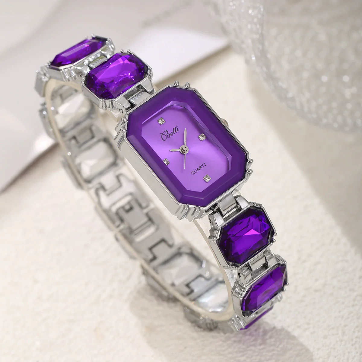 Women's Fashion Square Quartz Watch With Rhinestones Alloy Bracelet Stainless Steel Case And Buckle Pu Strap - Image 21
