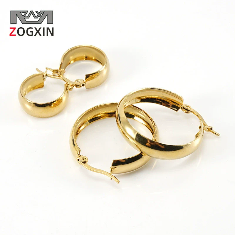 Women's Fashion Stainless Steel And 316L Stainless Steel Exaggerated Round Buckle Earrings With Geometric Style And Electroplating Treatment