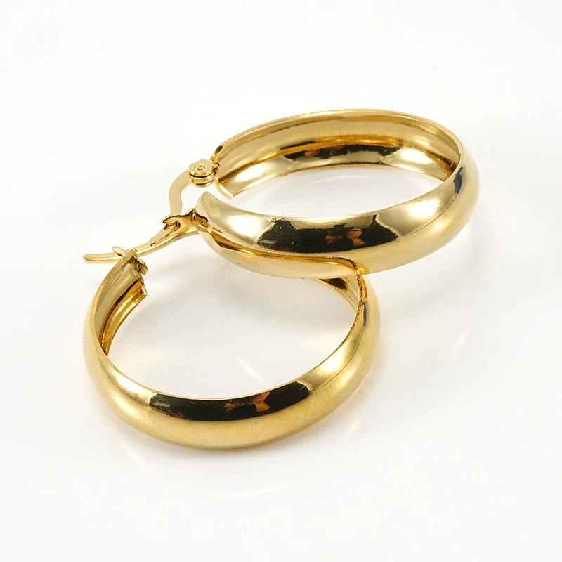 Women's Fashion Stainless Steel And 316L Stainless Steel Exaggerated Round Buckle Earrings With Geometric Style And Electroplating Treatment - Image 2