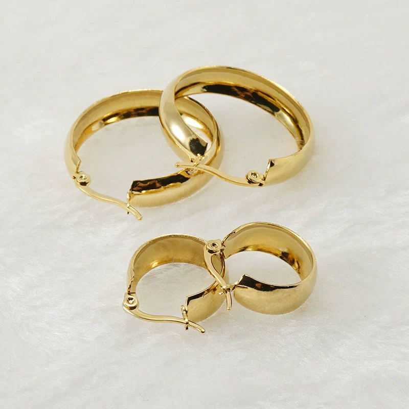 Women's Fashion Stainless Steel And 316L Stainless Steel Exaggerated Round Buckle Earrings With Geometric Style And Electroplating Treatment - Image 4