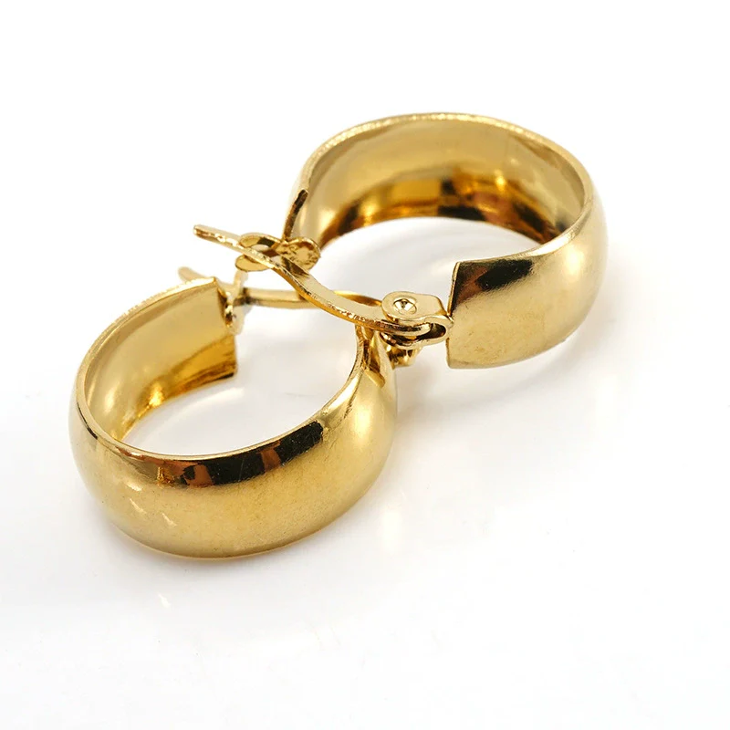 Women's Fashion Stainless Steel And 316L Stainless Steel Exaggerated Round Buckle Earrings With Geometric Style And Electroplating Treatment - Image 5
