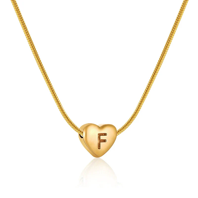 Women's Fashion 316L Stainless Steel And 316L Stainless Steel Heart And Letter Pendant Snake Bone Chain Necklace With Electroplating - Image 11