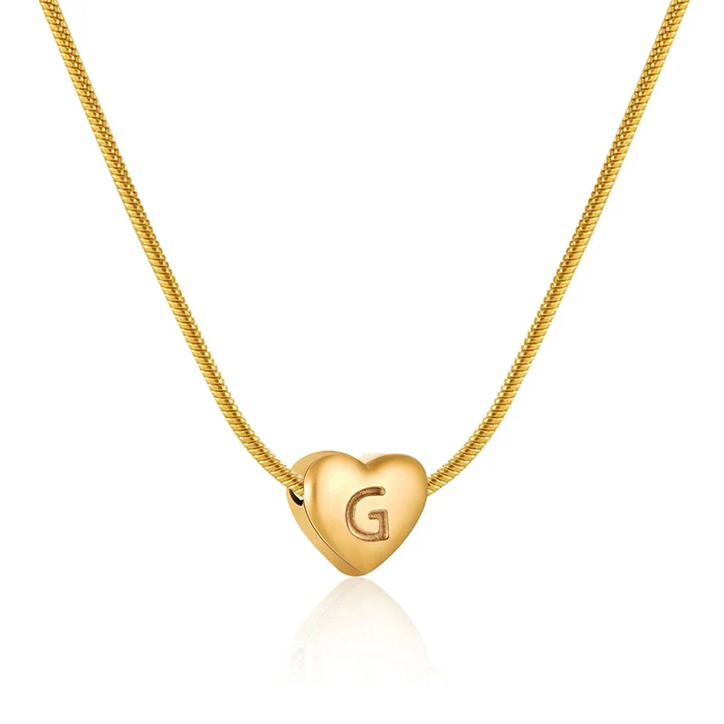Women's Fashion 316L Stainless Steel And 316L Stainless Steel Heart And Letter Pendant Snake Bone Chain Necklace With Electroplating - Image 12
