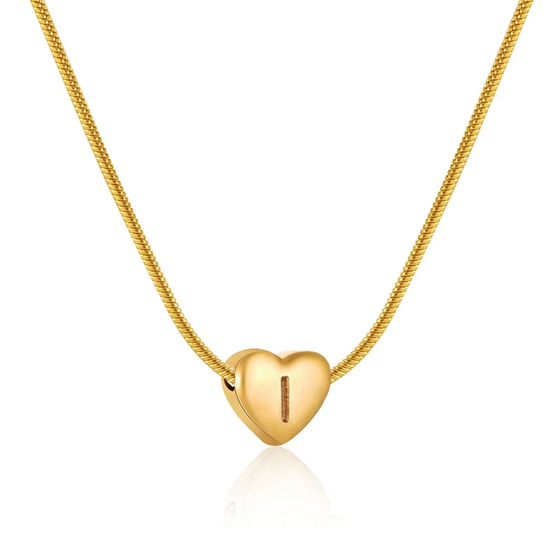 Women's Fashion 316L Stainless Steel And 316L Stainless Steel Heart And Letter Pendant Snake Bone Chain Necklace With Electroplating - Image 14