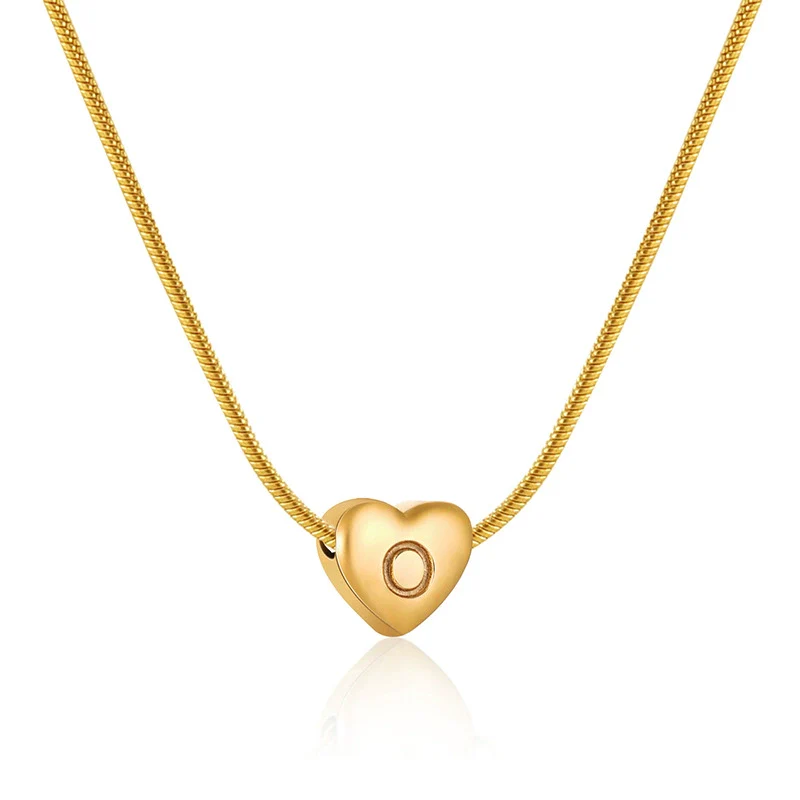 Women's Fashion 316L Stainless Steel And 316L Stainless Steel Heart And Letter Pendant Snake Bone Chain Necklace With Electroplating - Image 20