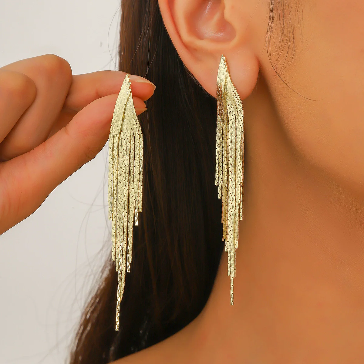 Women's Fashion Tassel Earrings Copper Heart Drop Shape Geometric Electroplated - Image 2
