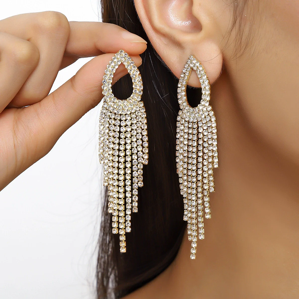Women's Fashion Tassel Earrings Copper Heart Drop Shape Geometric Electroplated - Image 4