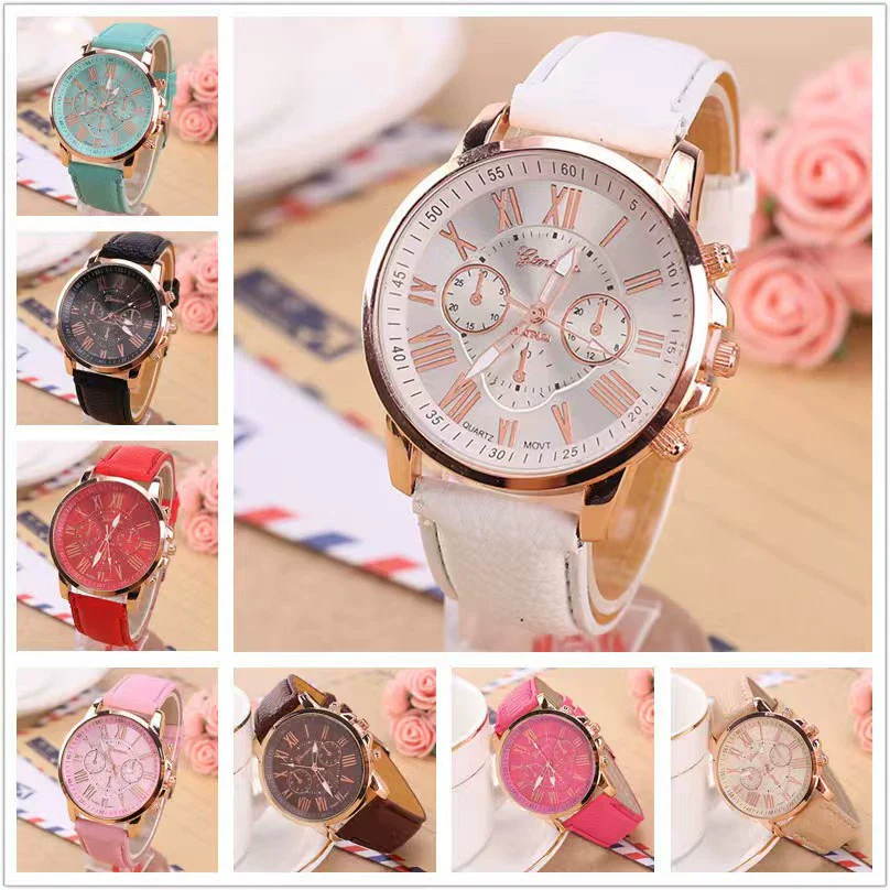 Women's Fashion Watch Belt Alloy Case Pu Strap Stainless Steel Clasp Round Dial Leisure Style