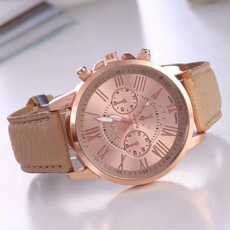 Women's Fashion Watch Belt Alloy Case Pu Strap Stainless Steel Clasp Round Dial Leisure Style - Image 3