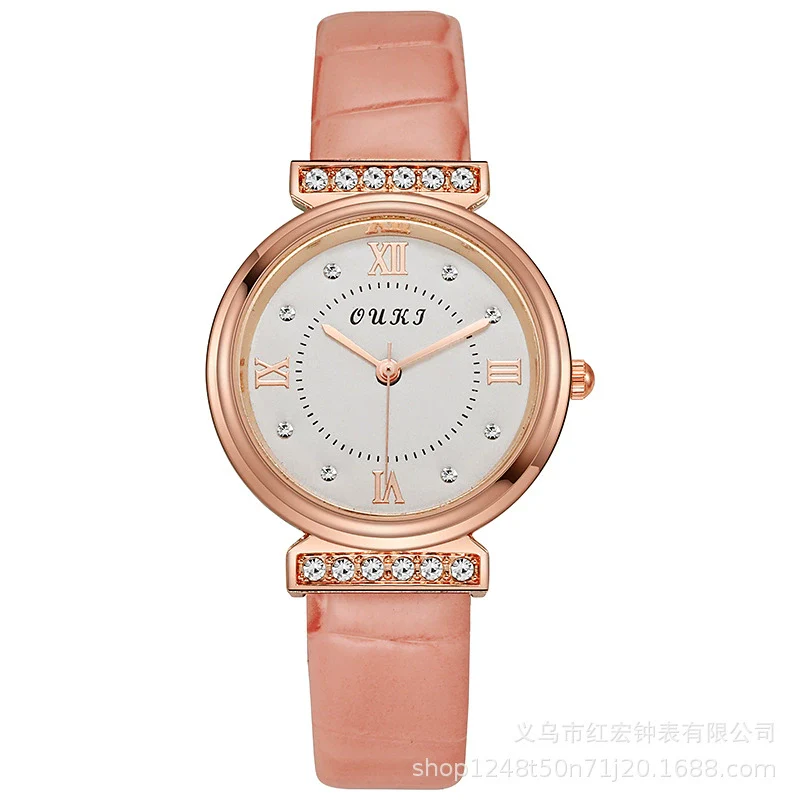 Women's Fashion Waterproof Luxury Leisure Alloy Case Sapphire Crystal Glass Mirror Imitation Leather Strap Round Dial Watch - Image 11