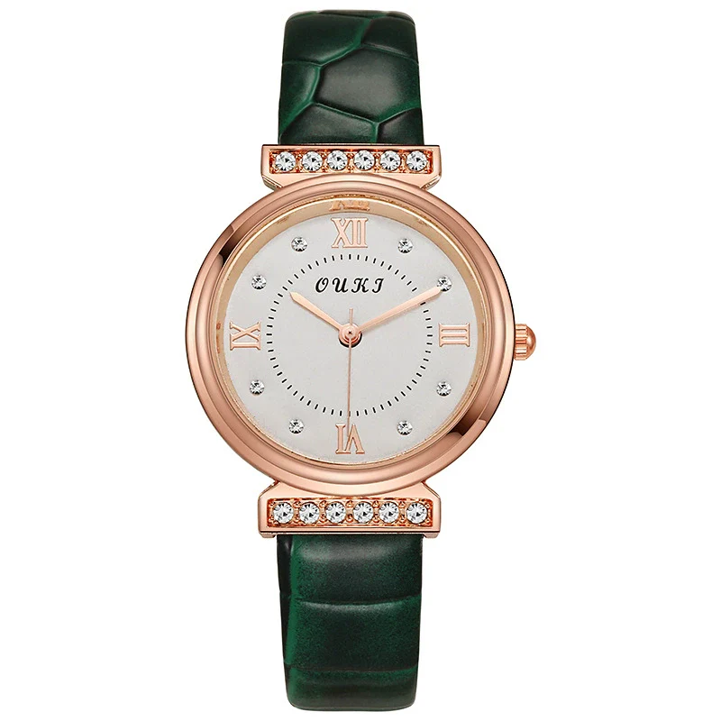 Women's Fashion Waterproof Luxury Leisure Alloy Case Sapphire Crystal Glass Mirror Imitation Leather Strap Round Dial Watch - Image 5